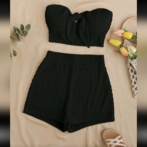 SHEIN Black High Waist Shorts Set